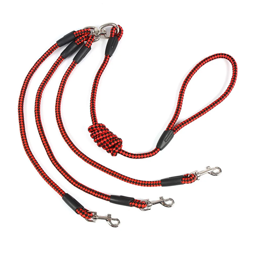 

3 Way Pet Walking Couplers Lead Leash Nylon Braided Rope No Tangle Dog Walking Leash for Small Medium Dogs Dual Three Dogs Leash