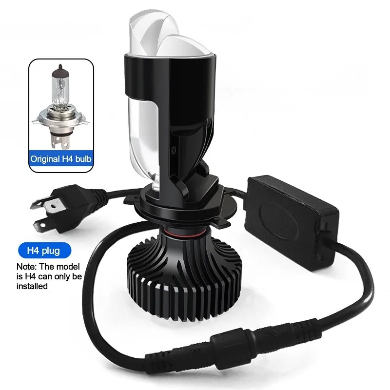 

2pcs H4 LED Projector Mini Lens Auto H4 LED Headlight Bulbs Kit Conversion High Beam Low Beam 120W Turbo Fan Car Light Lamp