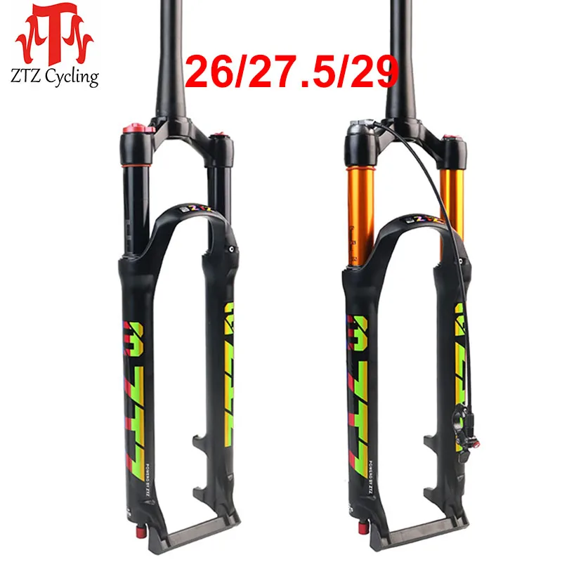 

ZTZ MTB Fork Mountain Bike Suspension Fork 26/27.5/29 Air Fork, Rebound Adjust 1 1/8 Tapered Tube QR 9mm Manual/Remote Lockout