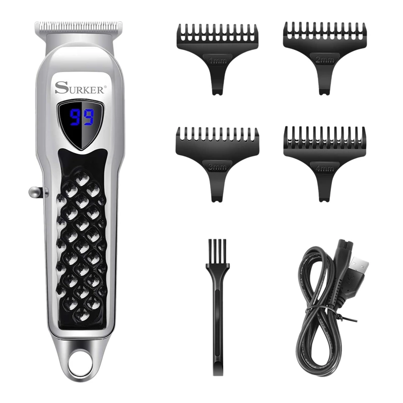 

SURKER Electric Hair Clippers USB Rechargeable Hair Shaver LCD Close Cutting Trimmer For Men