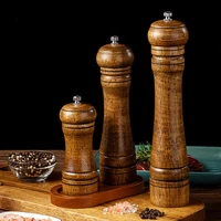 kitchen accessories pepper manual grinder rubber wood freshly ground seasoning grinding bottle salt and spice mill utensils