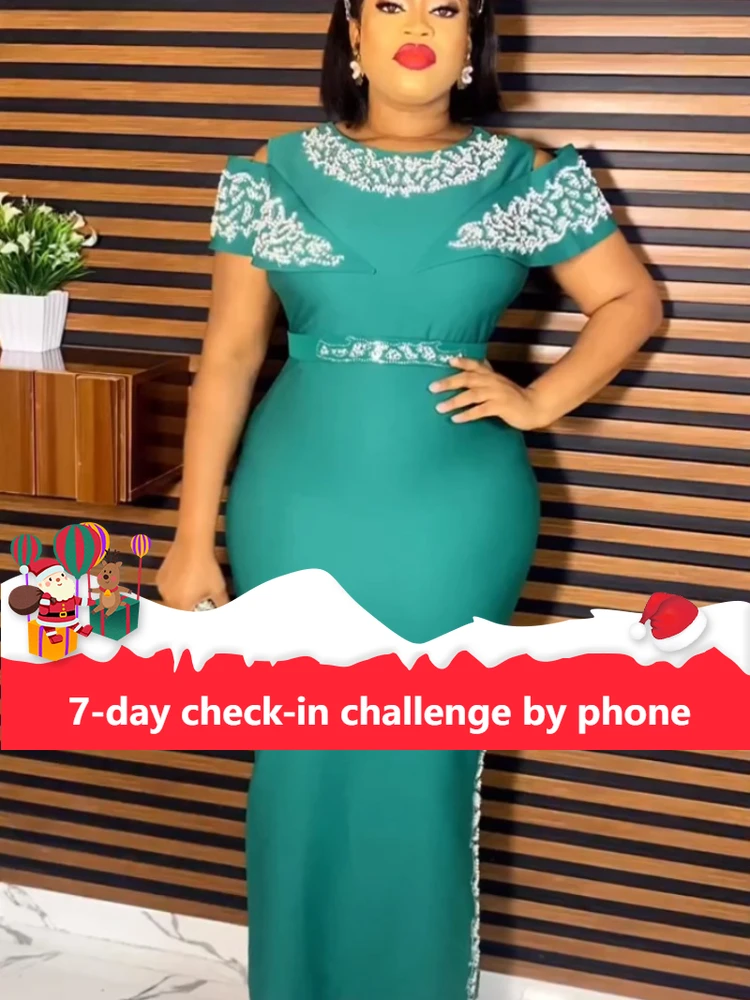

2023 Summer Autumn African Dresses For Women Africa Clothing Short Sleeve Dress Sexy O-Neck Slim Dress Office Lady Party