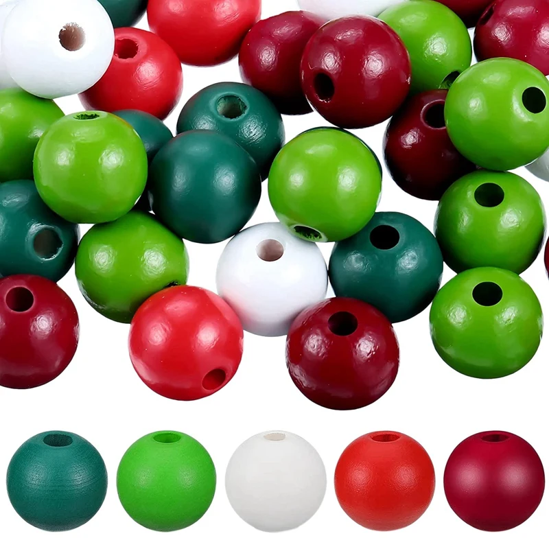 

160 шт. рождественские деревянные бусины для рукоделия, искусственное фермерское искусство, женские круглые бусины в стиле бохо для искусств...