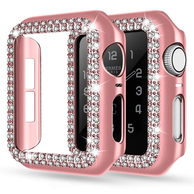 

Diamond case for Apple Watch 7 series 45mm 41mm/42mm/38mm Bumper screen protector Accessories iwatch band 6 5 4 3 Se 40mm/44mm