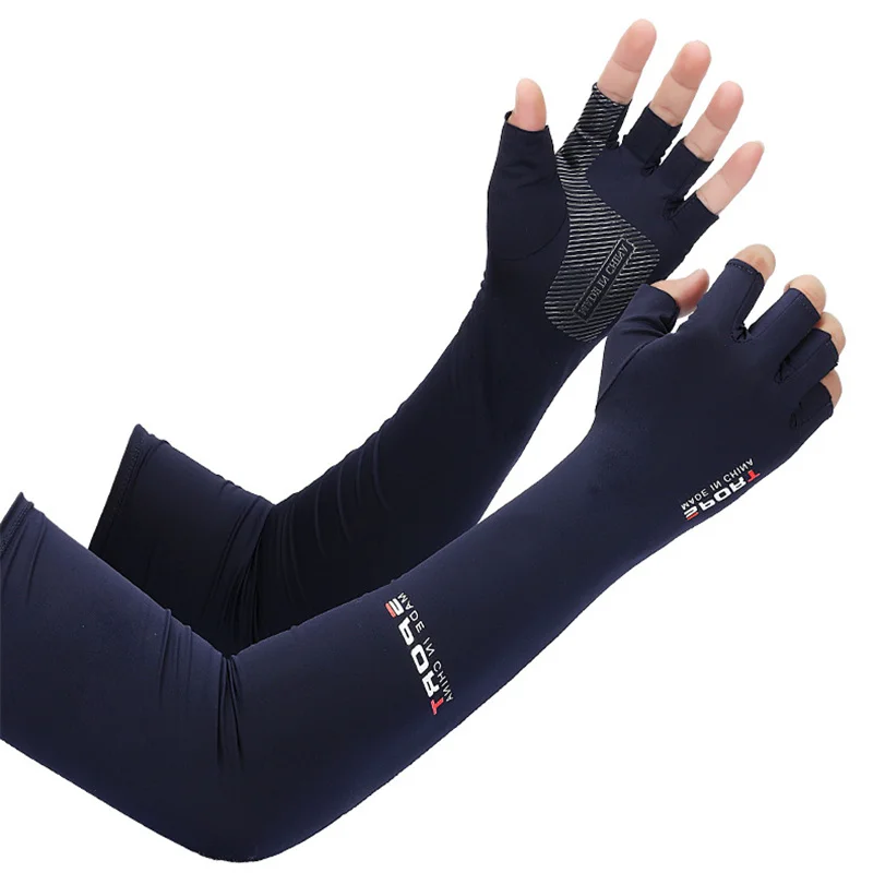 

Dropship 2pcs Sport Arm Sleeves Cycling Running Fishing Climbing Arm Cover Sun UV Protection Ice Cool Sleeves With 5-finger Cuff