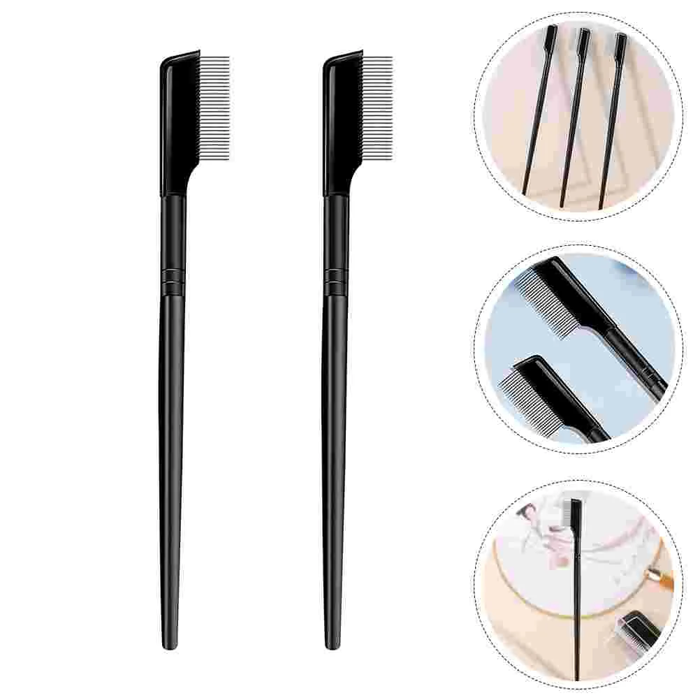 

2 PCS Metal Teeth Eyebrow Comb Lengthening Mascara Lash Stainless Steel Practical