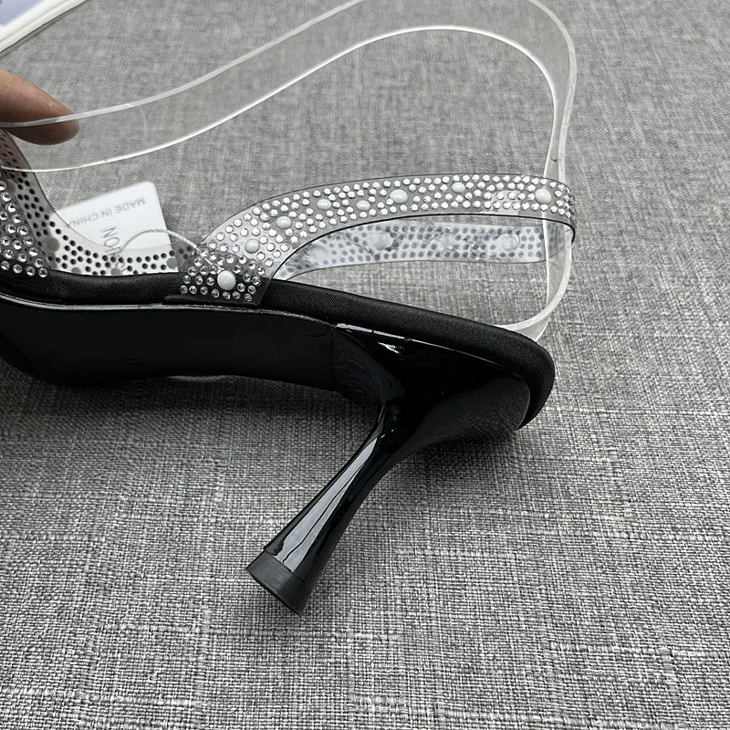 Женские Современные сандалии новинка 2024 прозрачные модные туфли из ПВХ на