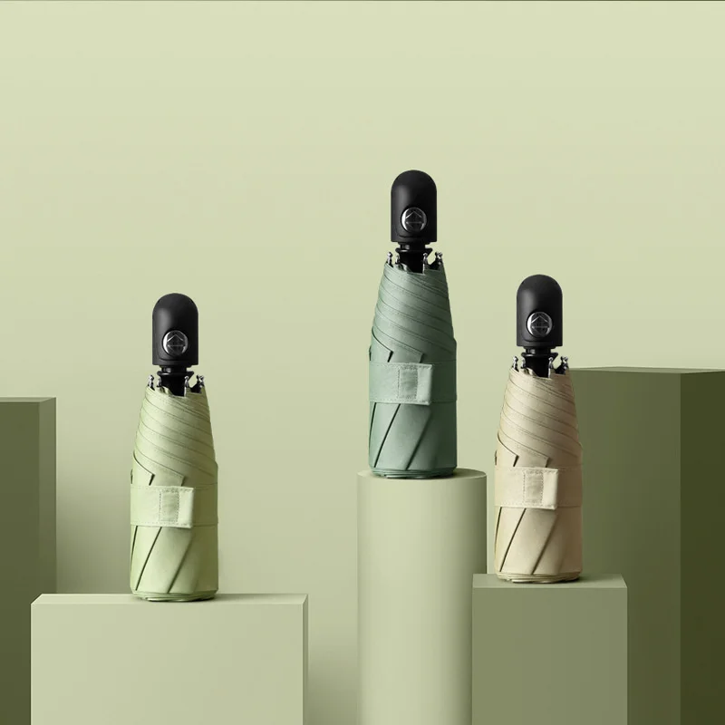 

Полностью автоматический карманный мини-зонтик с черным покрытием, 5 складных компактных зонтиков для мужчин и женщин, мини-зонтик