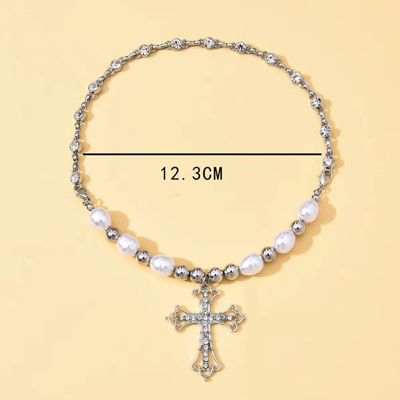 Новинка 2022 ожерелье с подвеской в виде креста инкрустированным жемчугом и