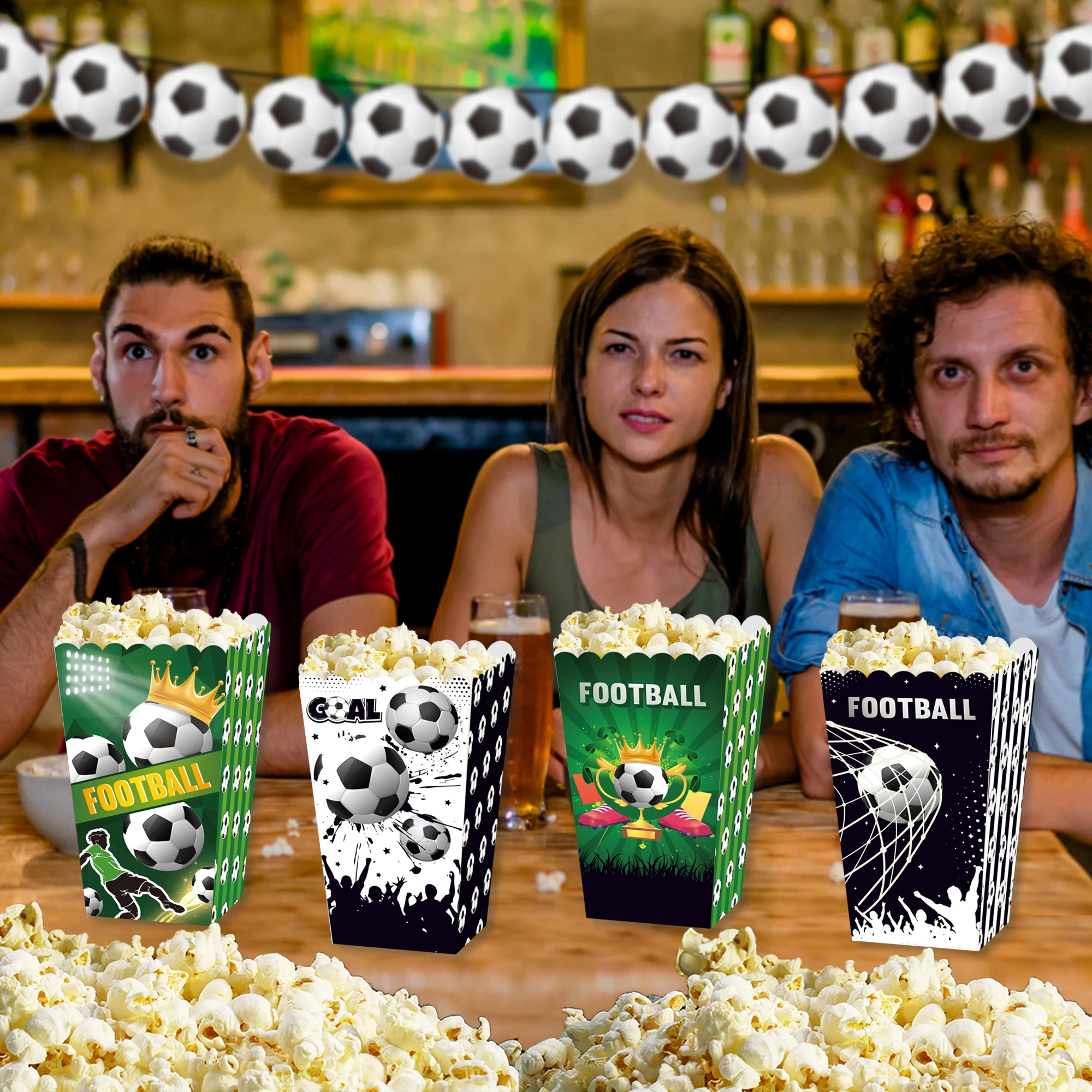 

BM010 12Pcs Club Football Sports Soccer Game Party Treat Popcorn Box Baby Shower Party Decorations Birthday Candy Gift Boxes