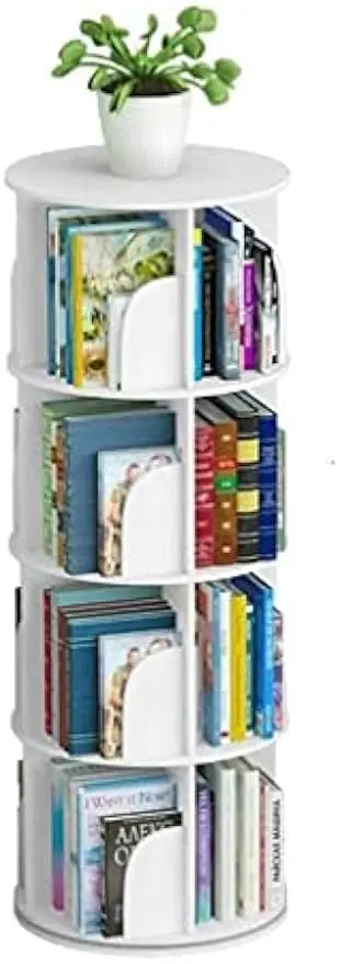 

Toytexx Inc & Design 4 Tier 360° Rotating Stackable Shelves Bookshelf Organizer (White)