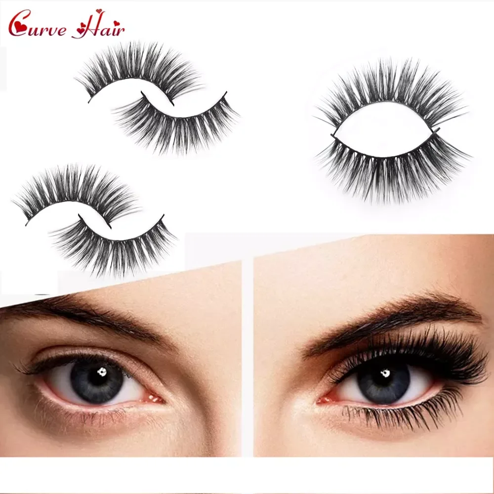 

NEW2023 3D Eyelashes Extensions 5 Pairs Hand Made Faux Mink Long Thick Volume Individual Strip Eye Lashes Makeup Natural 3D Eye