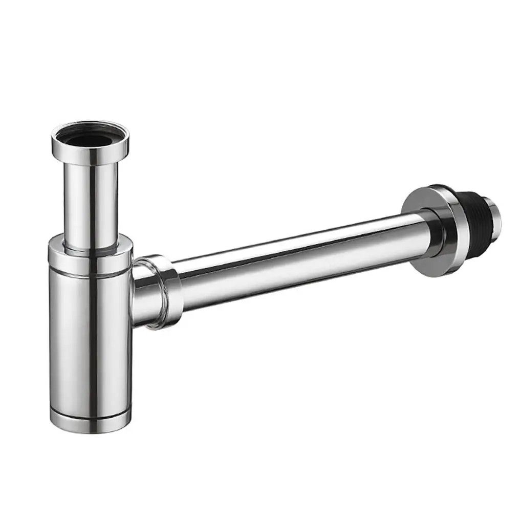 

Bottle Trap Chrome Bathroom Basin Sink Pop Up Waste Pipe Modern Wall Connection Drainage Filter Overflow Toilet