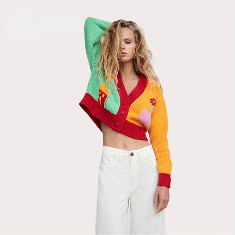 

Осень 2021, Женский вязаный кардиган Wnter с длинными рукавами, жаккардовый свитер, кардиган