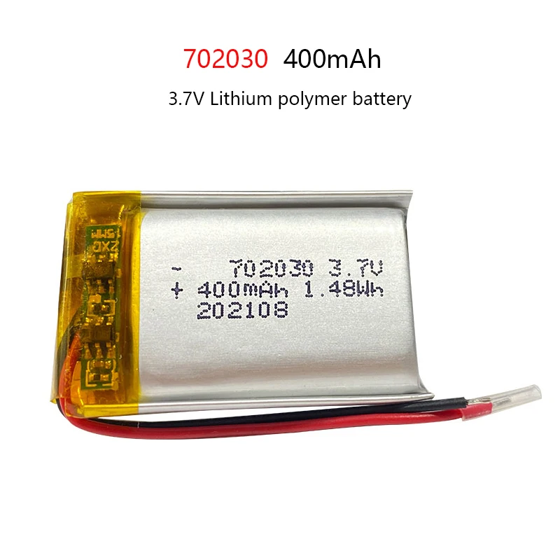 3.7V 702030 400mAh lithium polymer rechargeable battery for DIY MP3 GPS PSP DVR toys remote control drone beauty instrument