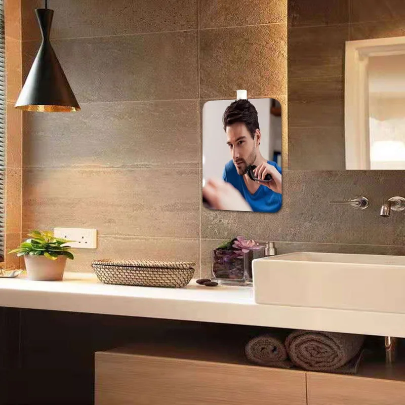 

Unbreakable Portable Traveling Mirror Anti Fog Shower Mirror Bathroom Fogless Free Mirror Washroom for Man Shaving Mirror Travel