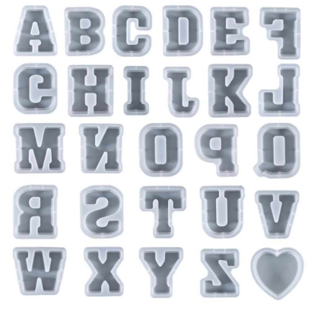 

28 Alphabet Heart Mould Letter Decor Silicone Moulds Crystal Glue Epoxy Casting Moulds for DIY Jewelry Making Party Accessories
