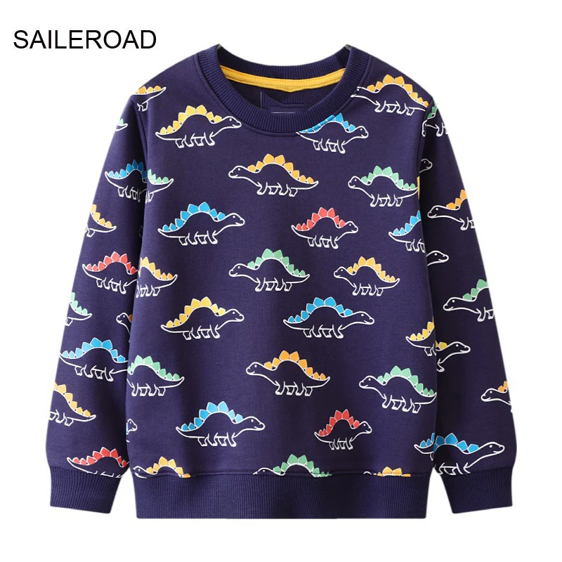

SAILEROAD 2022 New Autumn Boys Clothes Cotton Outerwear Cartoon Dinosaurs Tops Kids Toddler Hoodie Sweatshirts 2-7 Years
