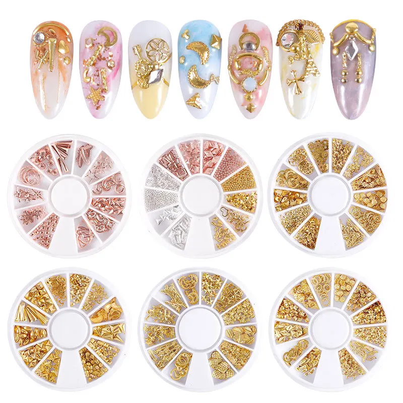 

Nail Accessories Star Moon Rivet Japanese Series Hollow Alloy Nail Decoration Rivet Turntable Nail Accessories Wholesale