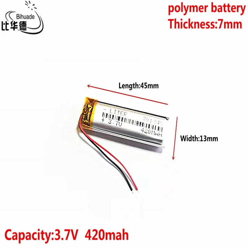 

10pcs 3.7V 420MAH 701345 Lithium Polymer LiPo Rechargeable Battery For Mp3 headphone PAD DVD bluetooth camera
