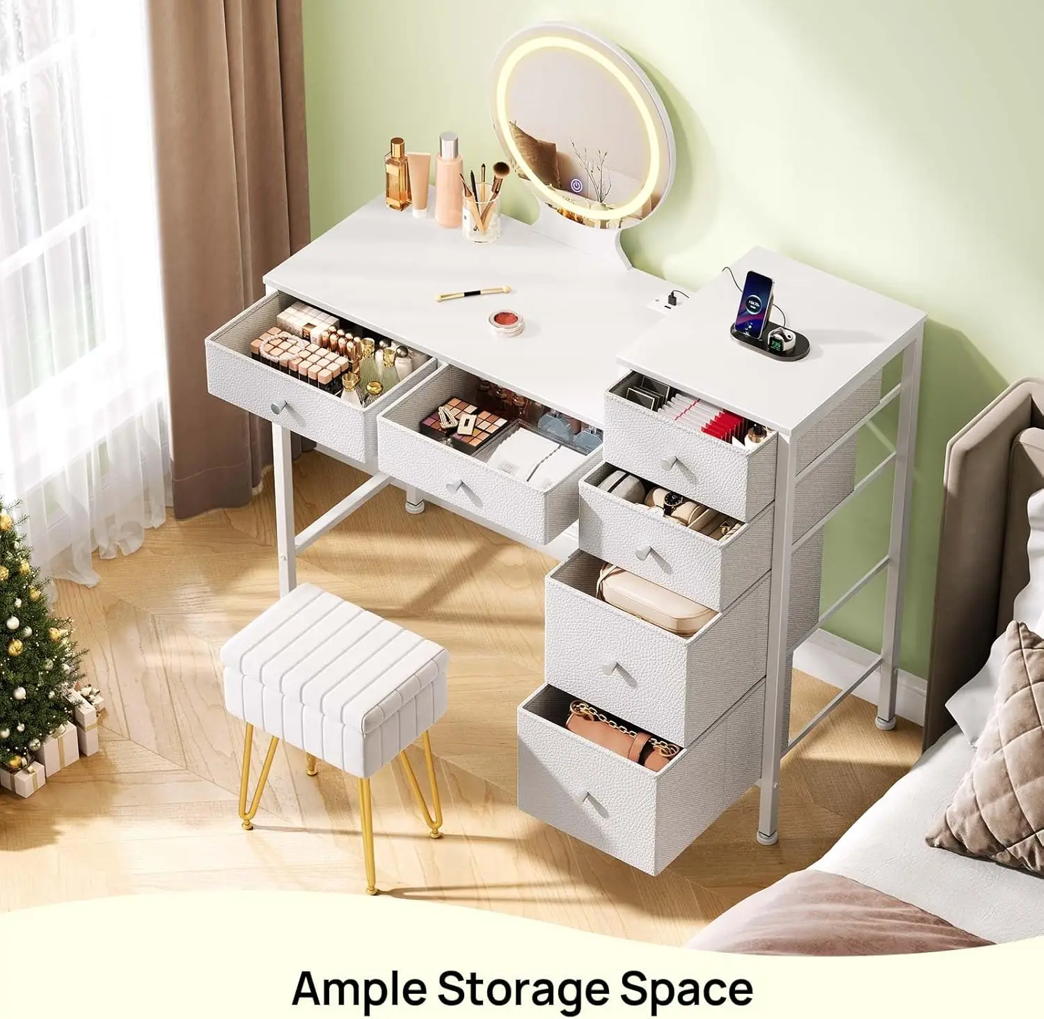 Туалетный столик с зеркалом и подсветкой туалетный для макияжа зарядной