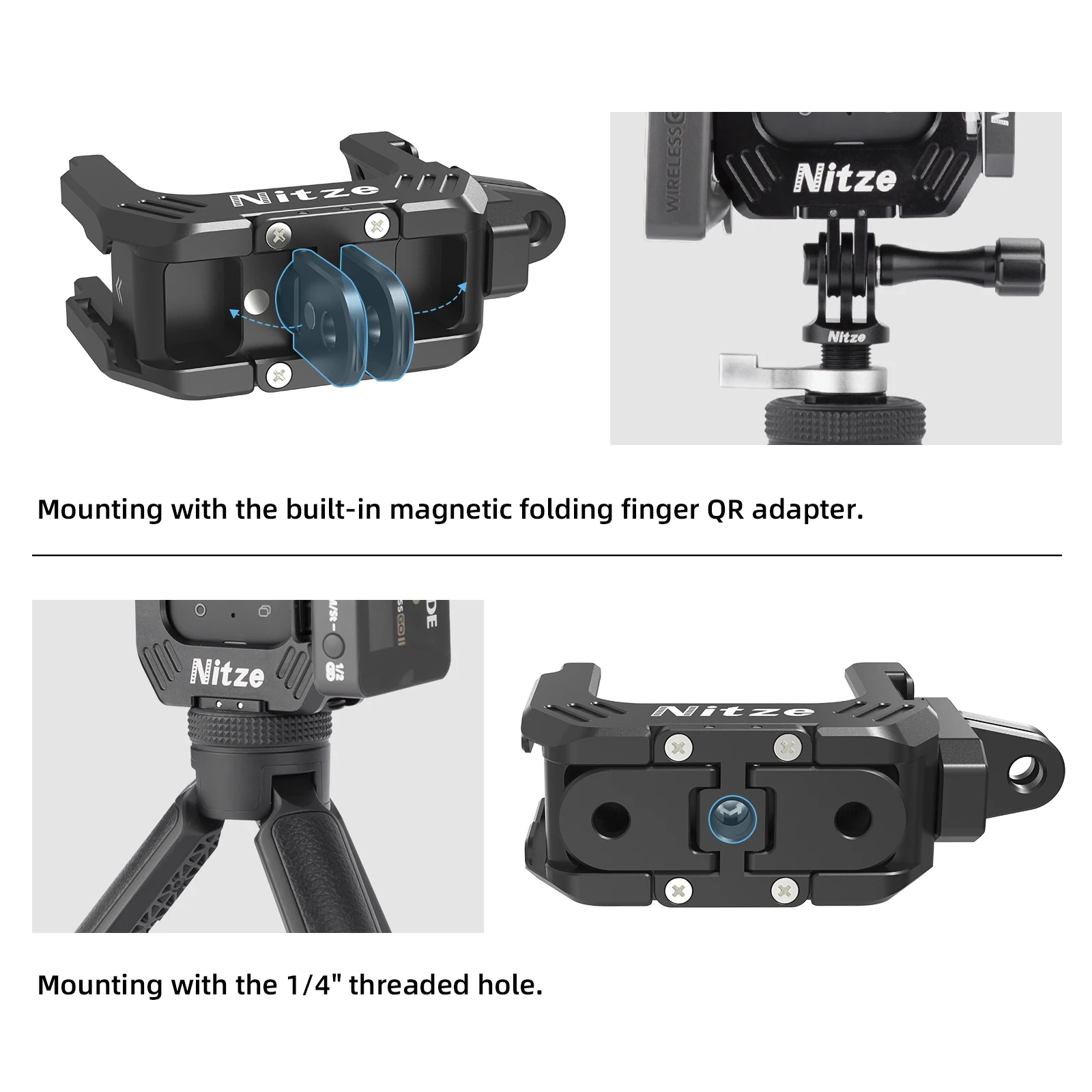 Полурамка Nitze для Insta360 X3 со складными адаптерами для пальцев (art.: 3920da59be23d) - 3920da59be23d