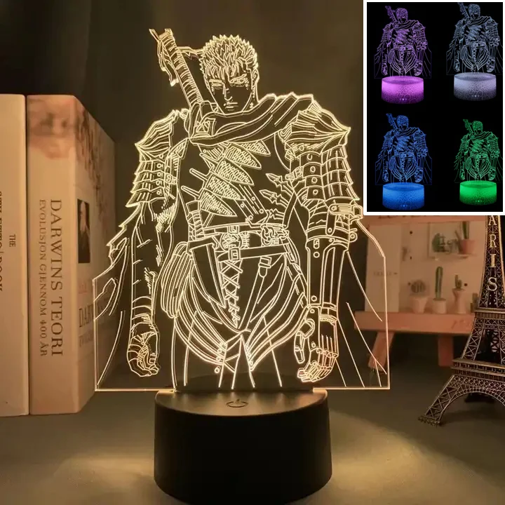 

Anime Berserk Guts LED Night Light Berserk Figure Acrylic Board RGB Light Remote Control Table Lamp Table Decorative Accessories