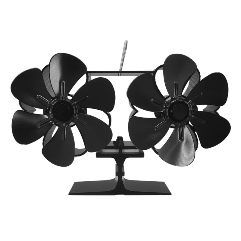 

DY806 Fireplace Fan 12 Blades with 2 Motors Fireplace Stove Fans Aluminum Alloy