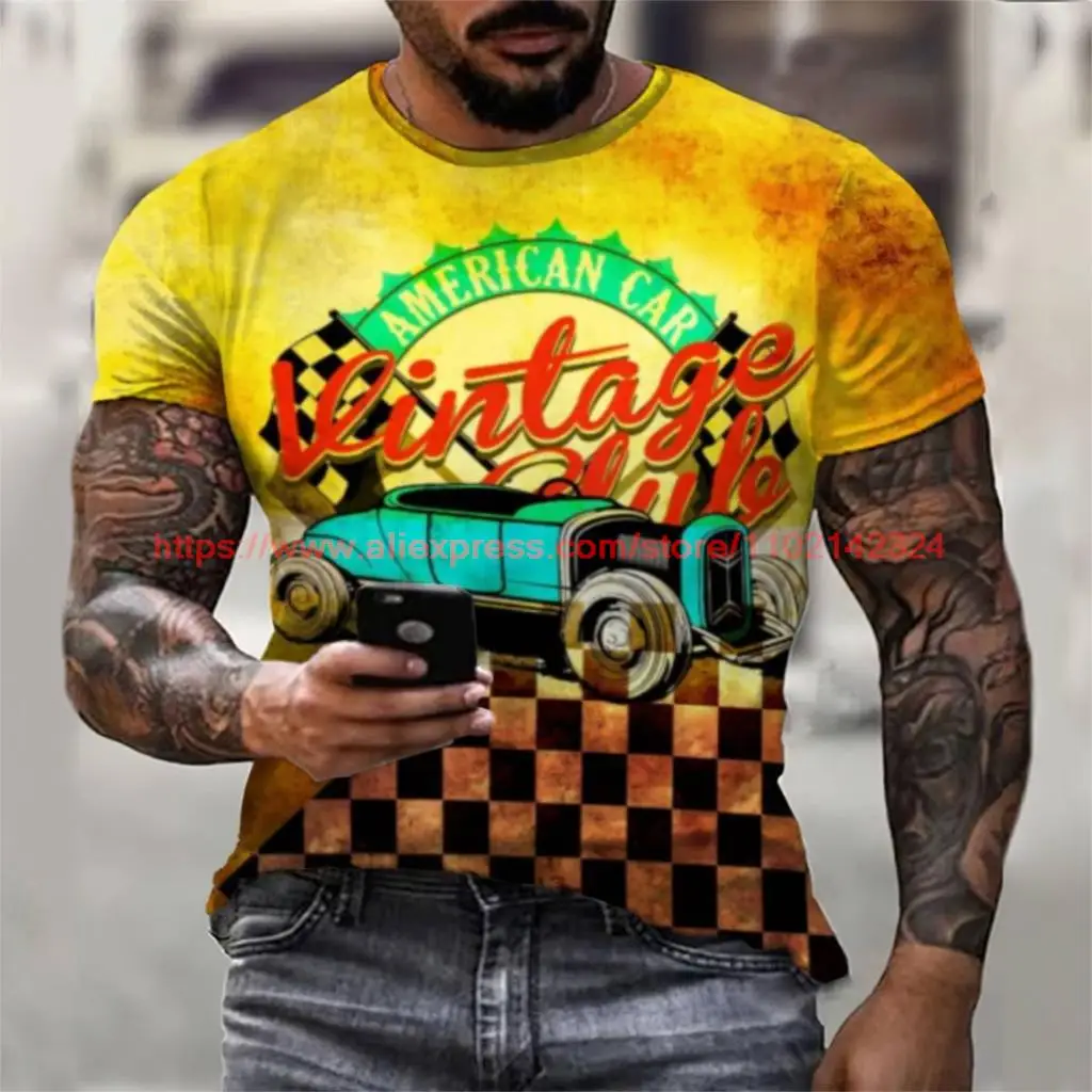 

New Summer Men's T-Shirt Short Sleeve Fashion Casual Retro 3D Printing Street Harajuku Oversized Tee Shirt