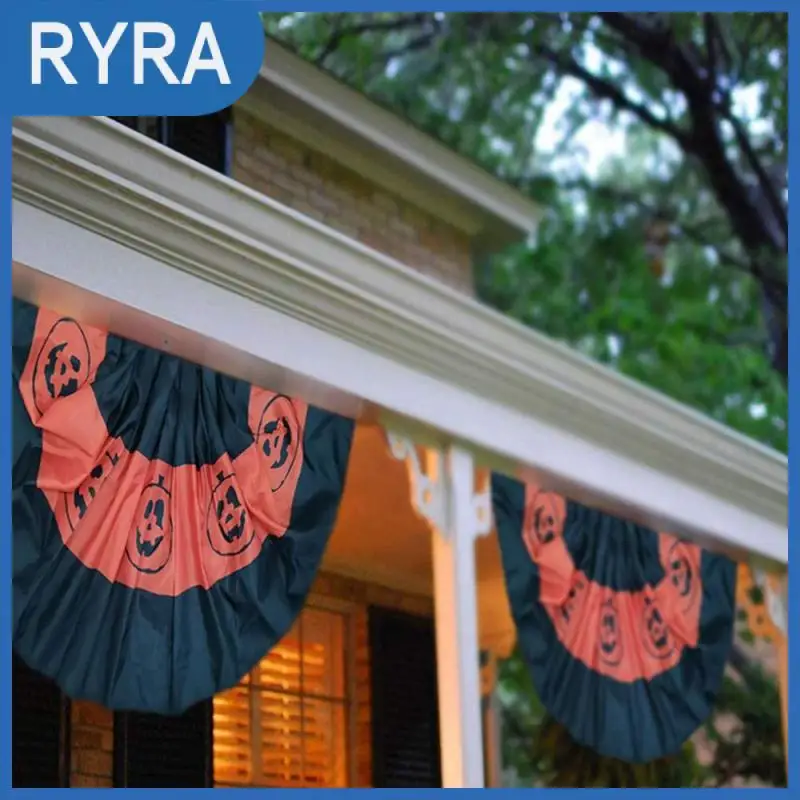 

Halloween Fan-shaped Flag Hanging Flag Halloween Fence Decoration Half Round Flag Create A Halloween Holiday Atmosphere Tools