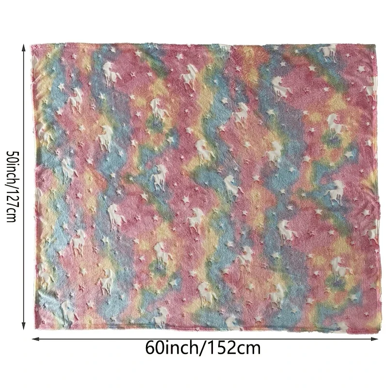 Светящееся одеяло 60x50 дюймов светящееся в темноте ФЛУОРЕСЦЕНТНОЕ яркие радужные