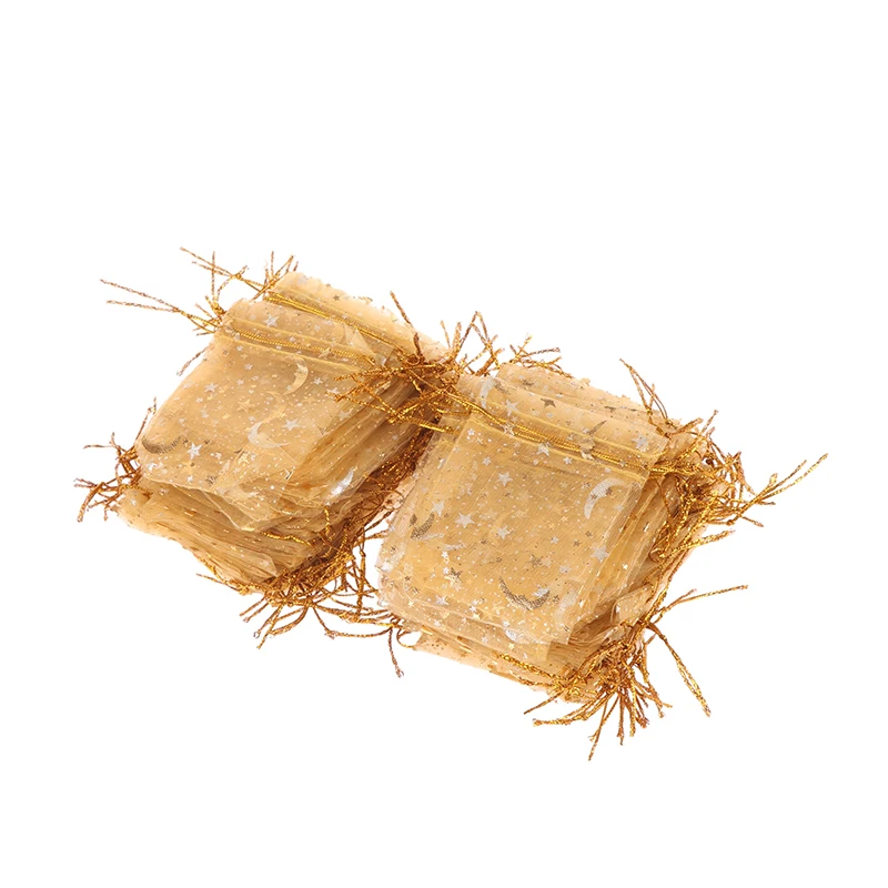 

Льняные мешочки для украшений со звездами и луной