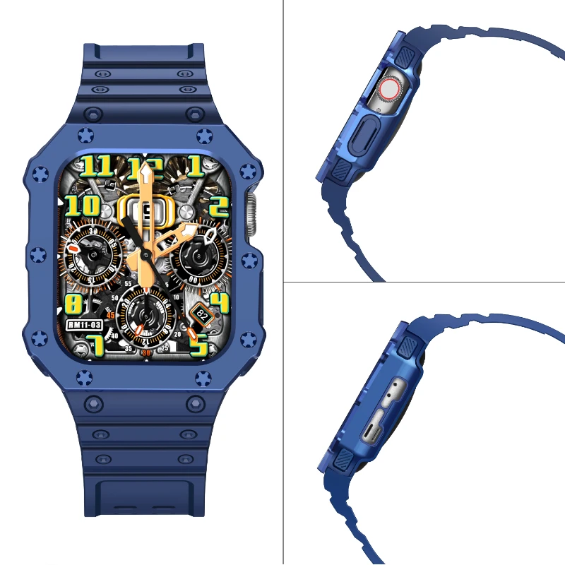 Silicone Kit Strap For Apple Watch Band 45mm 44mm 42mm 41mm 40mm 38mm High End Bracelet Wristband For iWatch 7 6 5 4 3 SE Correa