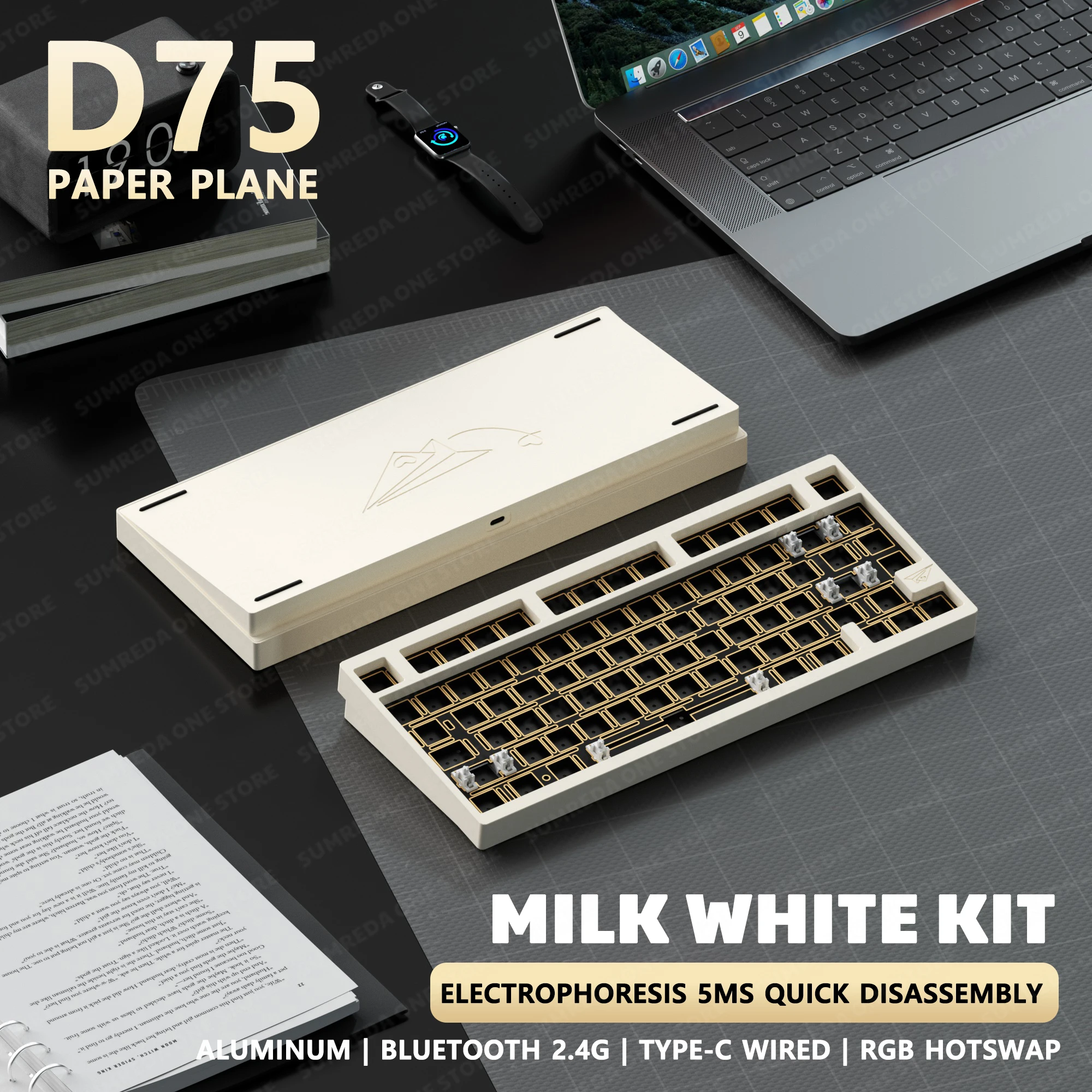 Weikav D75 Алюминиевая беспроводная механическая клавиатура Комплект игровой Bluetooth 2