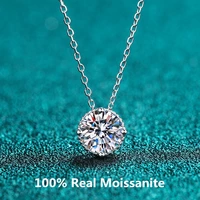 1ct moissanite halo pendant necklace platinum plated sterling silver lab diamond moissanite necklace for women gift fine jewelry