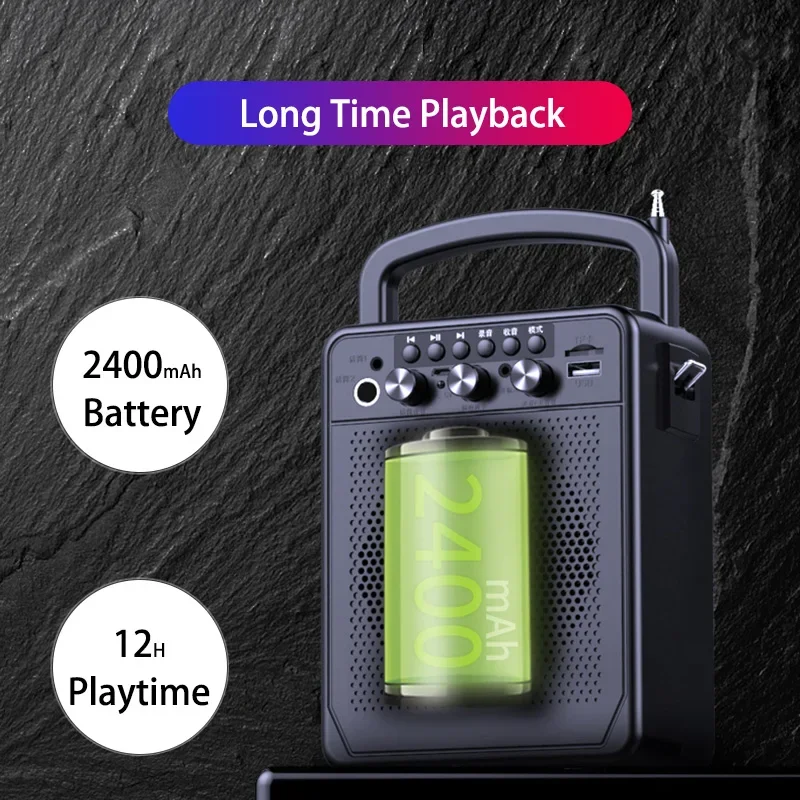 Портативный Bluetooth-динамик Караоке FM-радио Басовый бумбокс Водонепроницаемые уличные USB-динамики Поддержка AUX Музыкальный сабвуфер Громкоговоритель (art.: 3920cd7828a83) - 3920cd7828a83