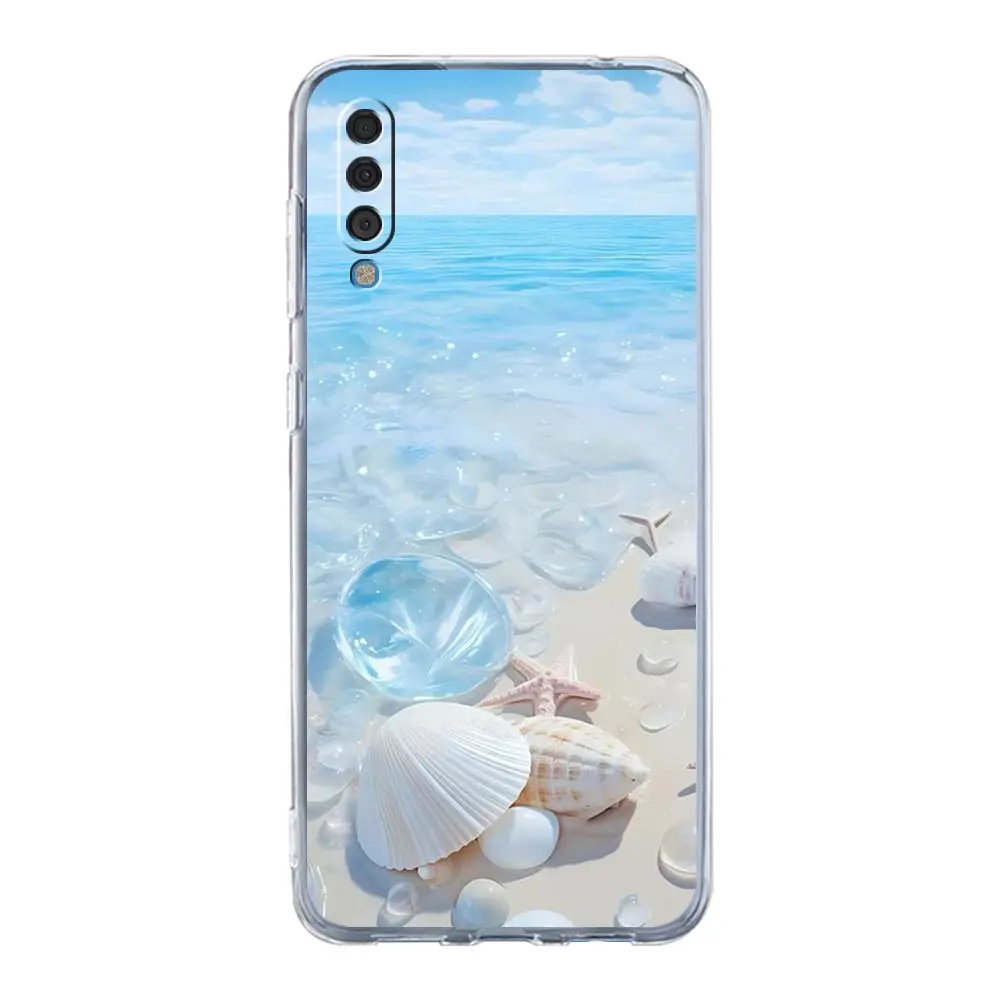 Фото Чехол для Samsung A56 A36 A26 A16 A14 A12 A22 A32 5G A34 A42 A52 A54 A50 A70 A40 A20S A04S A06 Cover Blue Butterfly Ocean Waves №4