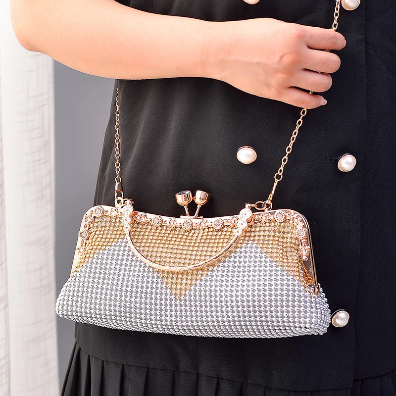 

2023 Fashion Gold Diamond Evening Bags hasp Luxury Handbag Elegent Chain Women Shoulder Crossbody Bag Wedding Party Clutch bags