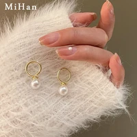 mihan 925 silver needle women jewelry simulated pearl earring popular design elegant temperament drop earrings for women gifts