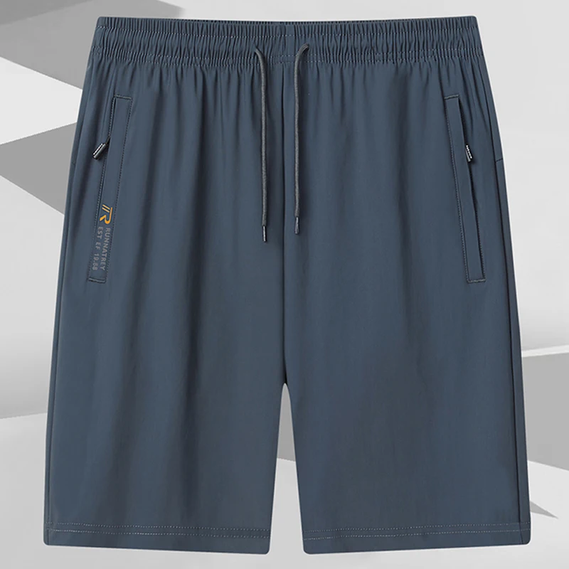 Фото Летние шорты из ледяного шелка размера плюс 7XL 8XL, мужские модные повседневные легкие дышащие шорты для бега на шнурке, спортивные шорты для бега №4