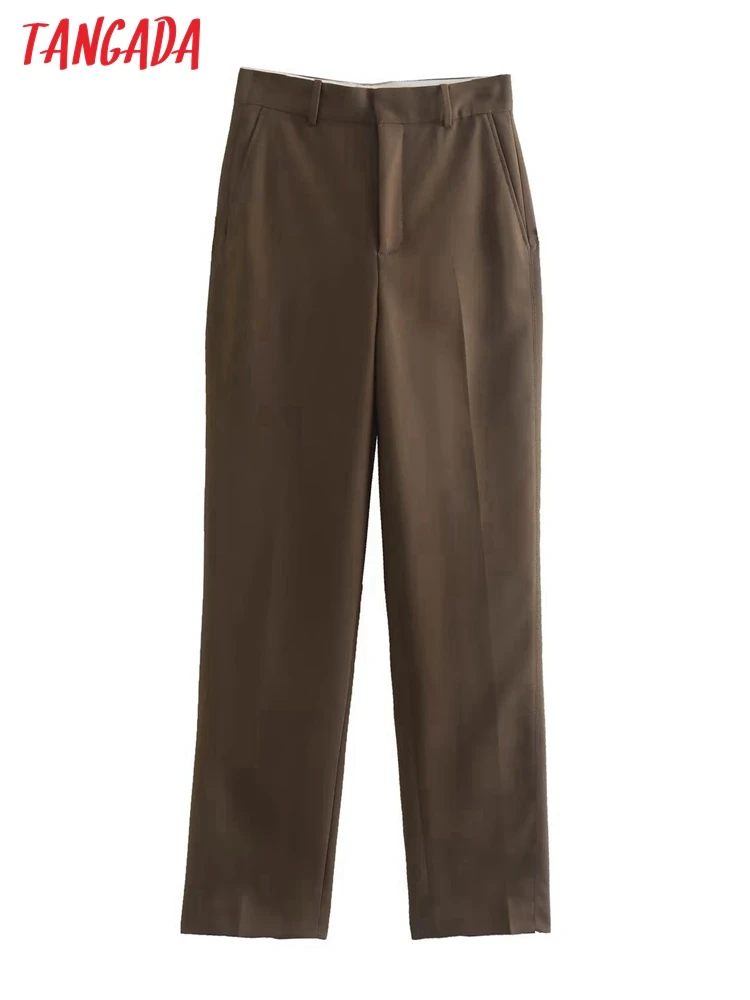 

Tangada 2022 New Women Chic Zipper Long Suit Pants Trousers Office Lady Elegant Pants 4N23