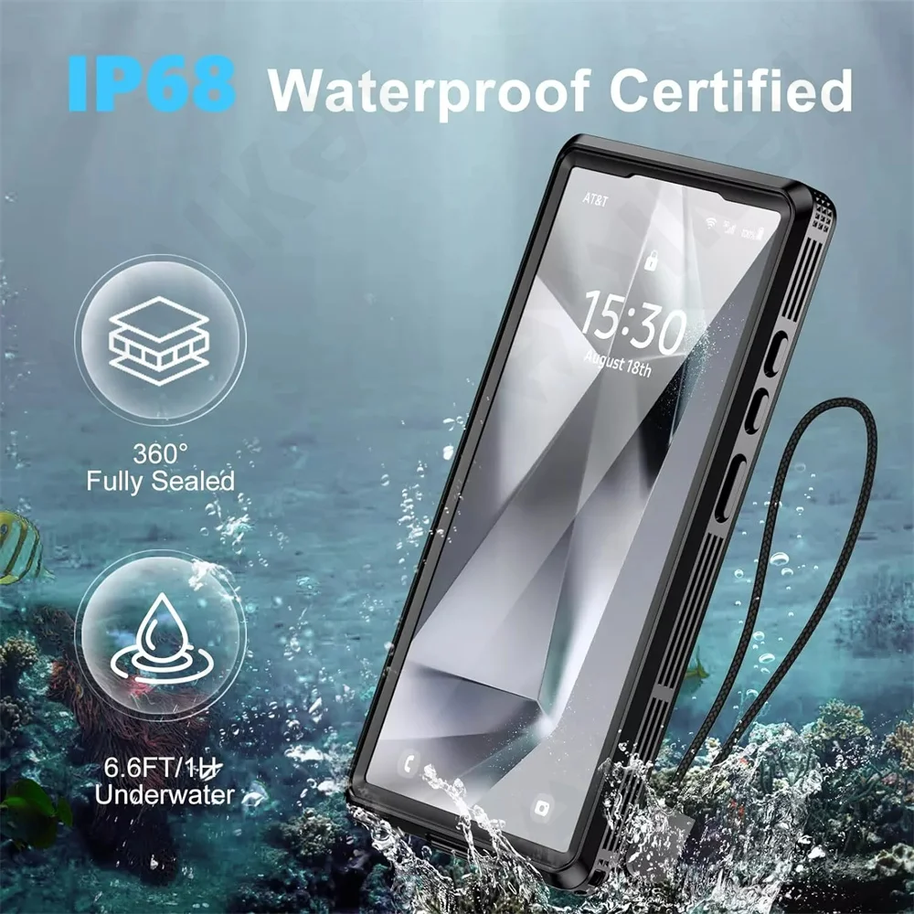 Фото Case For Galaxy S25 S24 S23 Ultra Plus Waterproof Shockproof IP68 Underwater Built Screen Protector Anti-Scratch 360 Cover №3