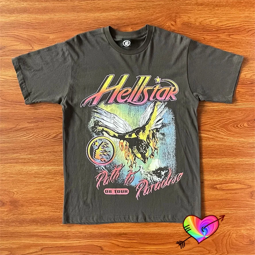 

2023ss Hellstar Studios Tour Tee Men Women 1:1 Metal Graphic Hellstar T-shirt Hip Hop Oversize Angel Tops Crewneck Short Sleeve