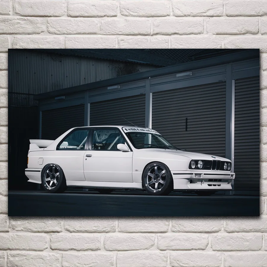

white e30 old tuning cars sport vehicles living room home decoration art fabric posters on wall picture KR286