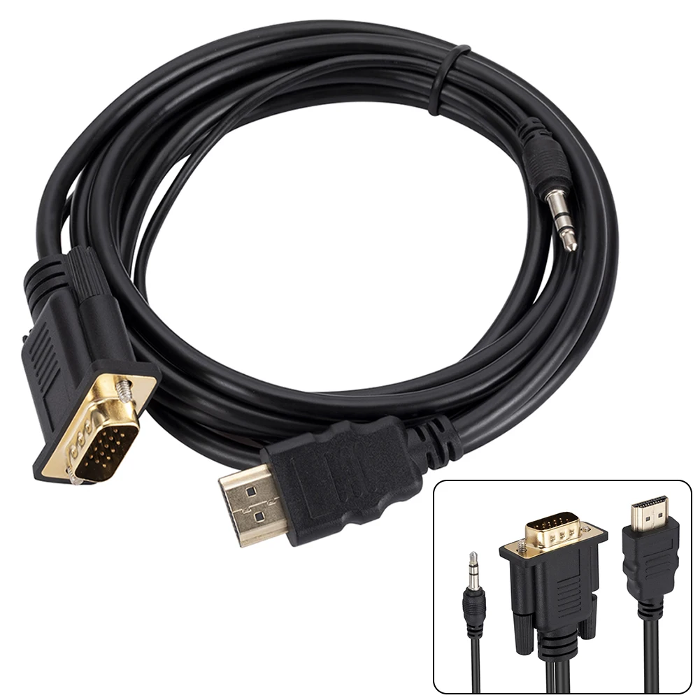 

1.8M HDMI-Compatible To VGA Cable HD-15 D-SUB Video Adapter Cord For PC Monitor Game HDTV Plasma TV To LCD TV, And DVD Player