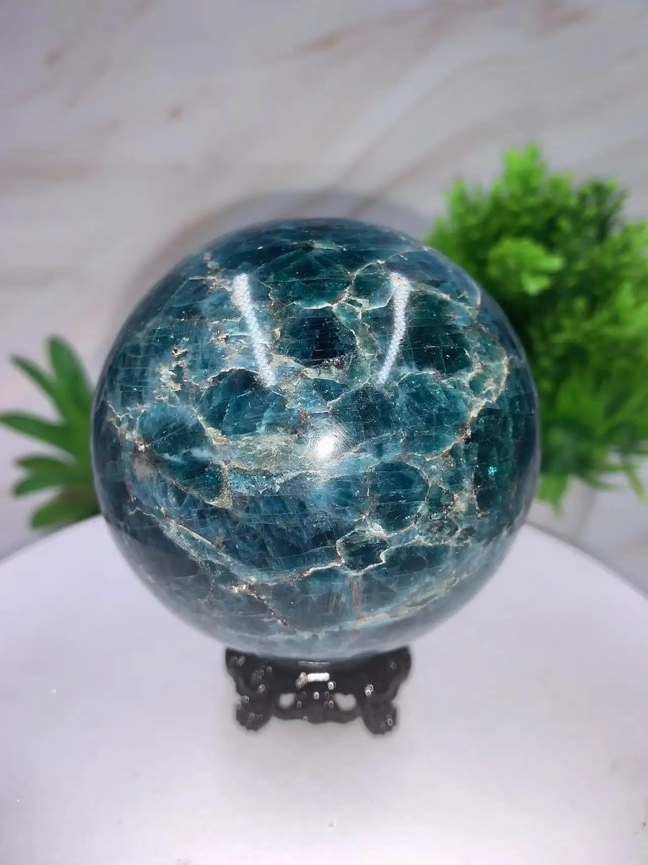 

Natural Blue Apatite Ball ball Quartz Crystal Mineral Spirit Healing Home Office Aquarium Energy Decoration Gift