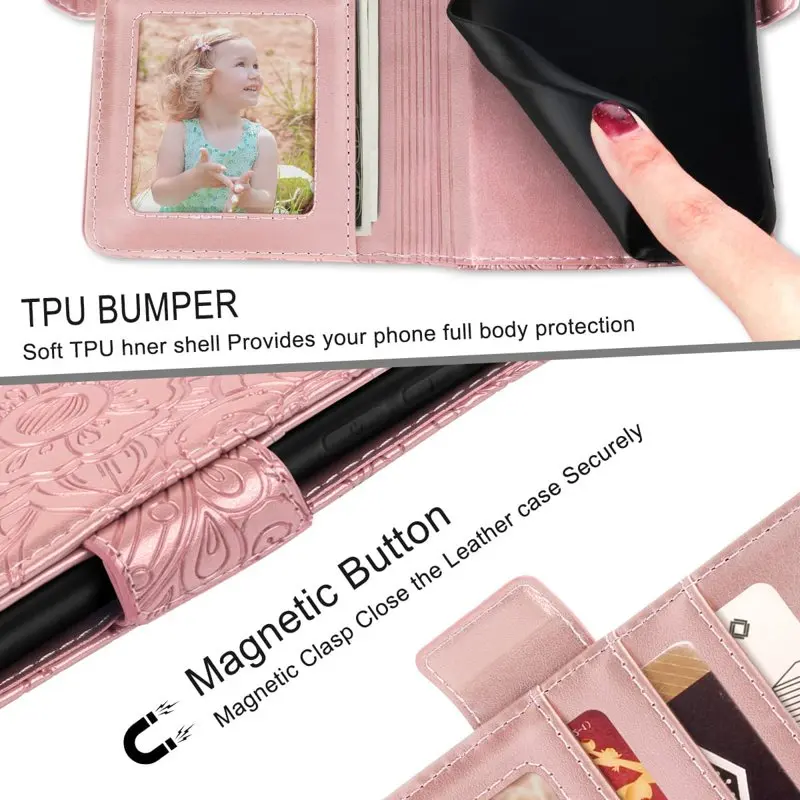 for Moto G Power 2022 Wallet Case,Mandala Floral  Folio Flip Wristlet Shockproof Protective ID Credit Card Slots Holder Phone Co