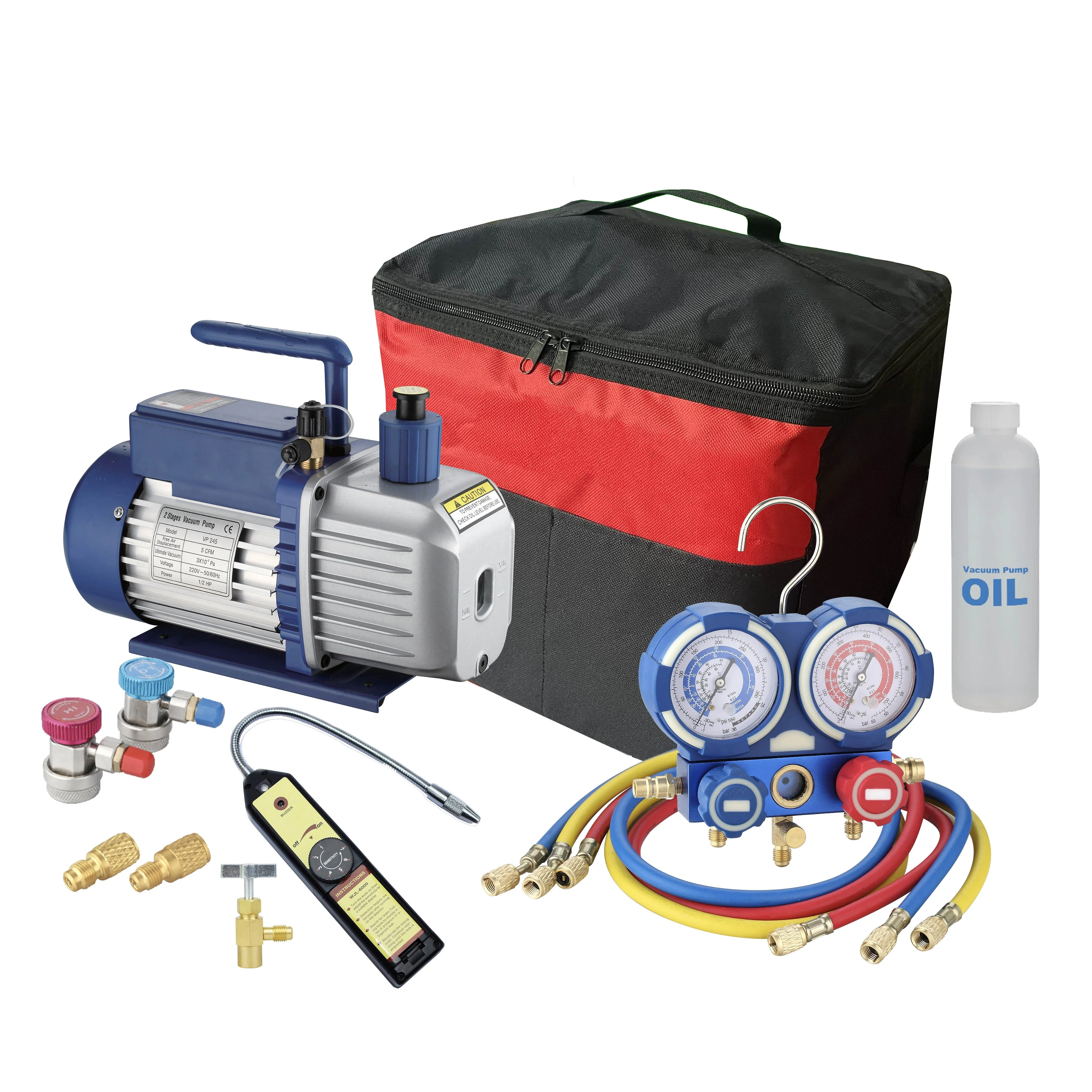 

Professional Vacuum Pump & Manifold Gauge Set - HVAC Refrigeration Tool Kit - Diagnostic R134a R410A For Repair Air Condition