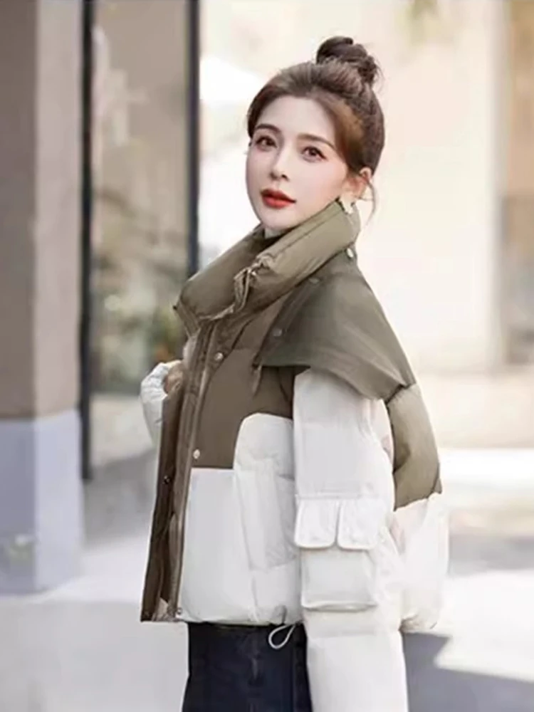 Высококачественный короткий пуховик с хлопковой подкладкой женская зимняя