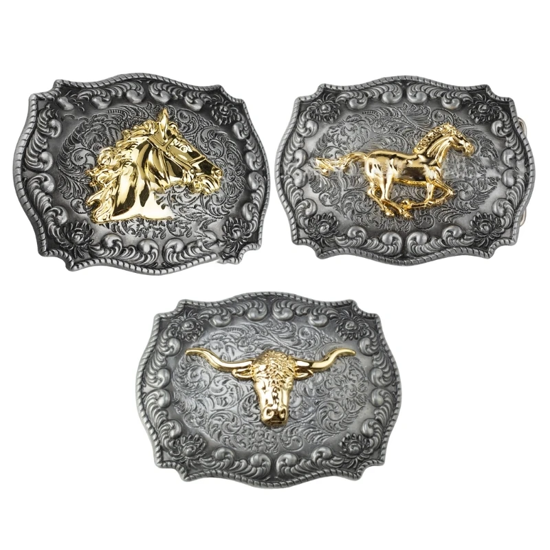 Long Horn Bull Western Belt Buckle Metal Belt Buckle For Men Cowboy Belt Buckle  NEW